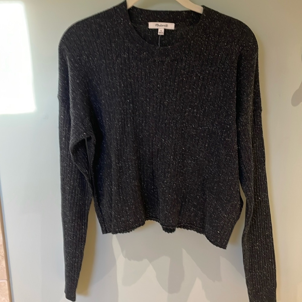 Madewell Dark Gray Speckled Crewneck Sweater